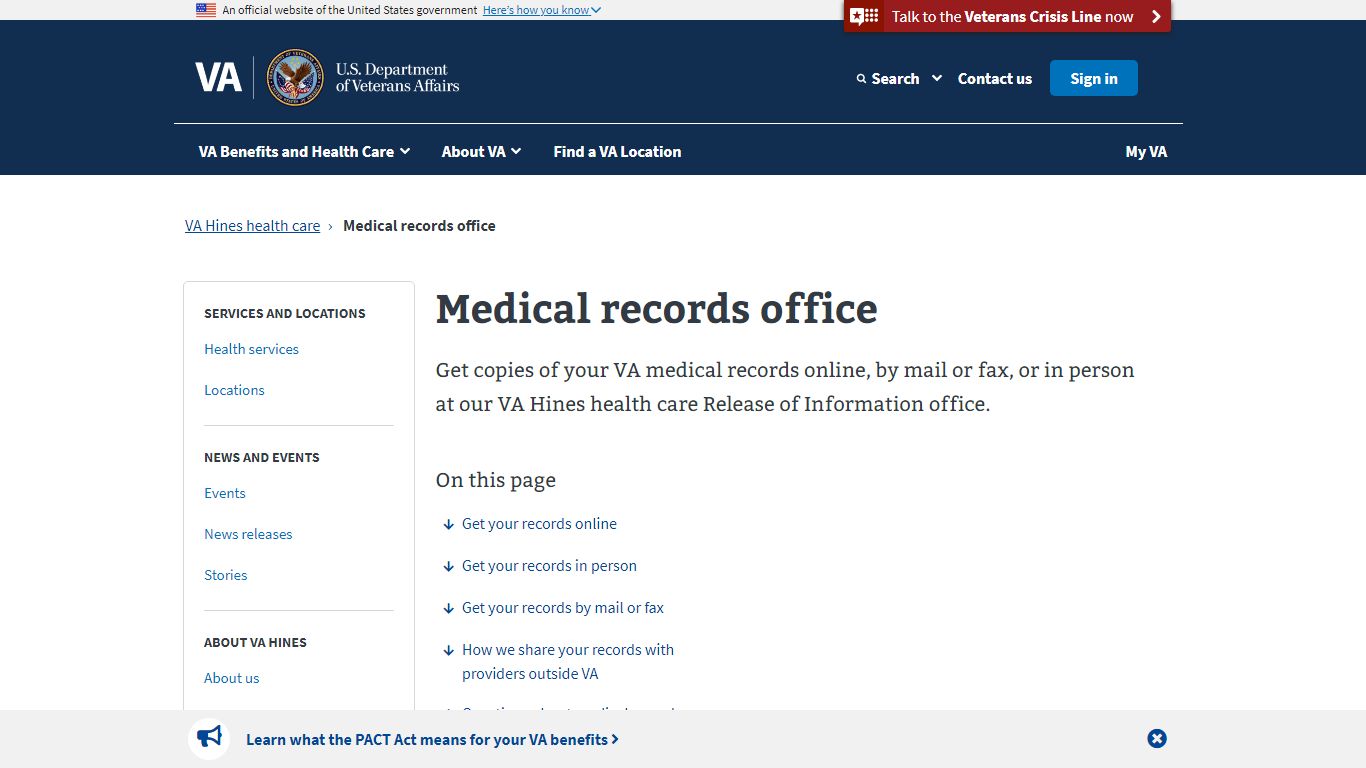 Medical Records Office | VA Hines Health Care | Veterans Affairs