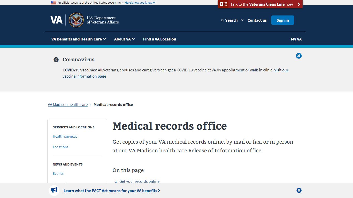 Medical Records Office | VA Madison Health Care | Veterans Affairs